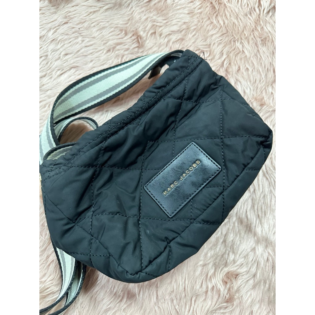 ORIG & IMPORTED Preloved MJ Quilted Fabric Messenger Nylon Crossbody Black Bag