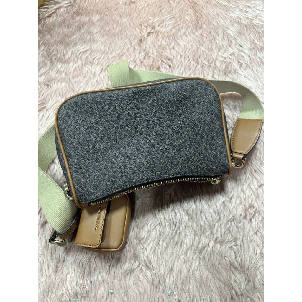 ORIG & IMPORTED Preloved MK Jet Set Medium Signature Logo Crossbody Brown Bag with Case for AirPo
