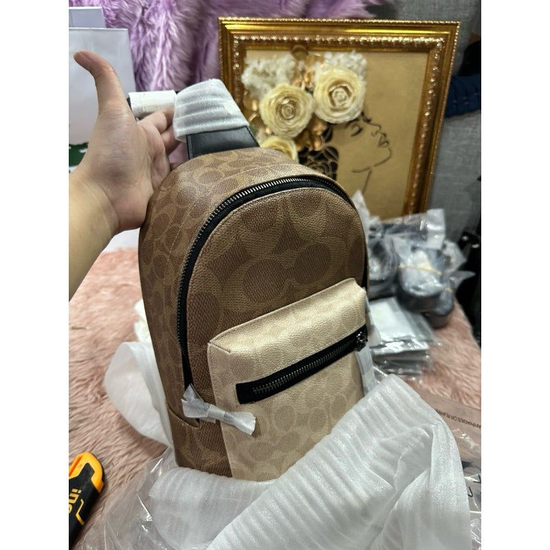 ORIG & IMPORTED CCH West Pack In Blocked Signature Canvas Men Brown Body Bag