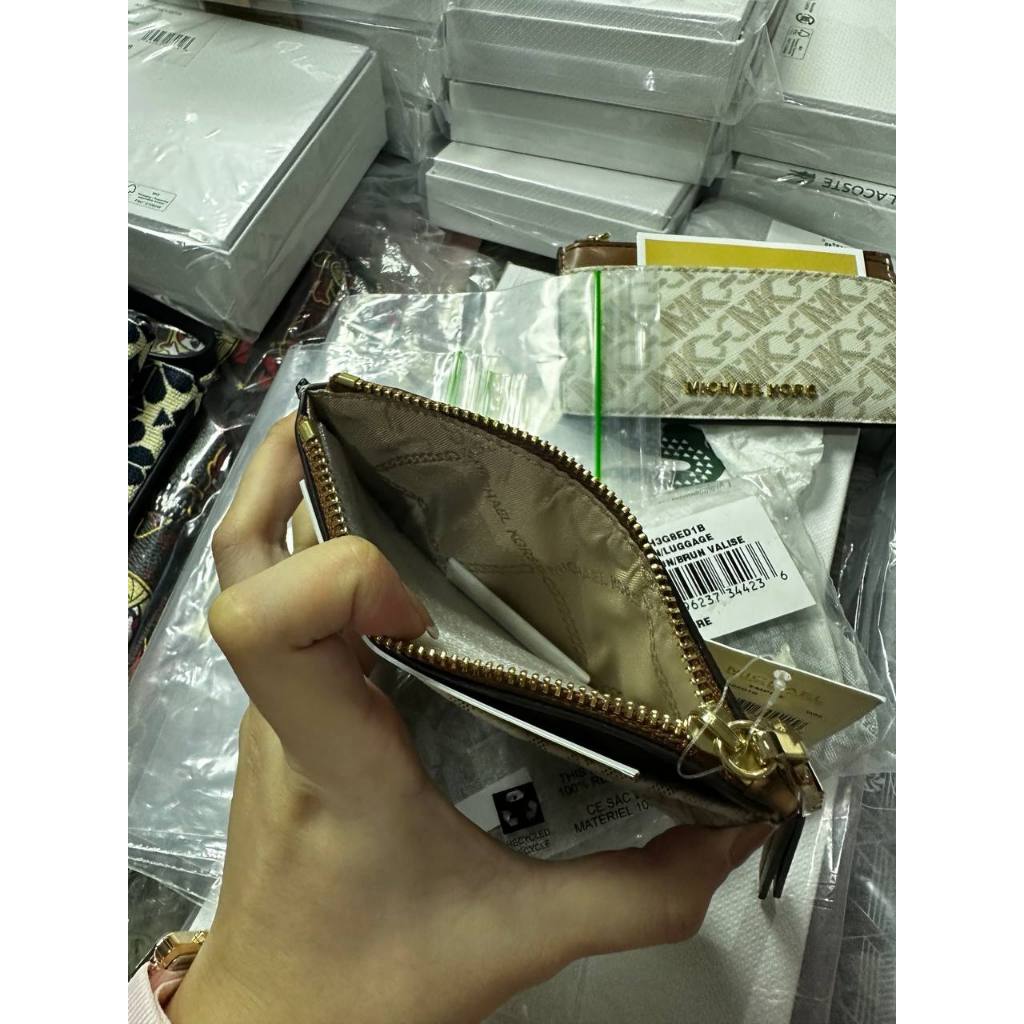 ORIG & IMPORTED MK Empire Large Card Case Slim Wallet Brown White