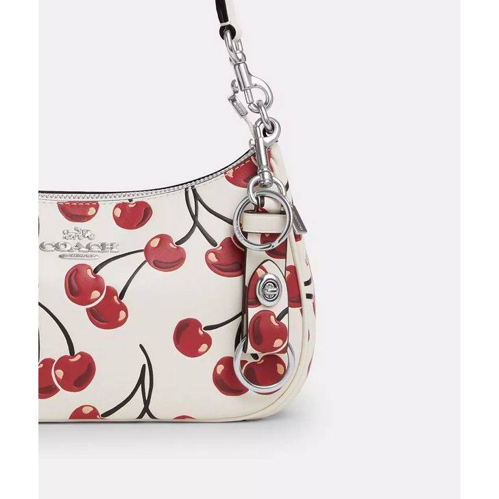 ORIG & IMPORTED CCH Trigger Snap Bag Charm With Cherry Print White Keychain
