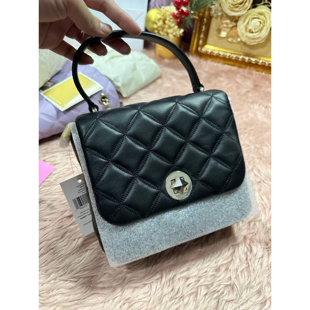 ORIG & IMPORTED KS Natalia Top Handle Square Quilted Black Bag