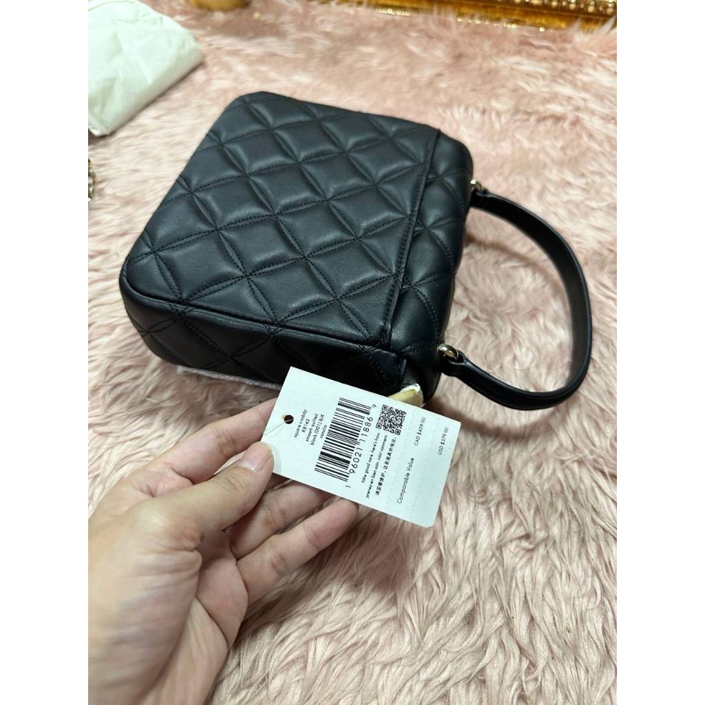 ORIG & IMPORTED KS Natalia Top Handle Square Quilted Black Bag