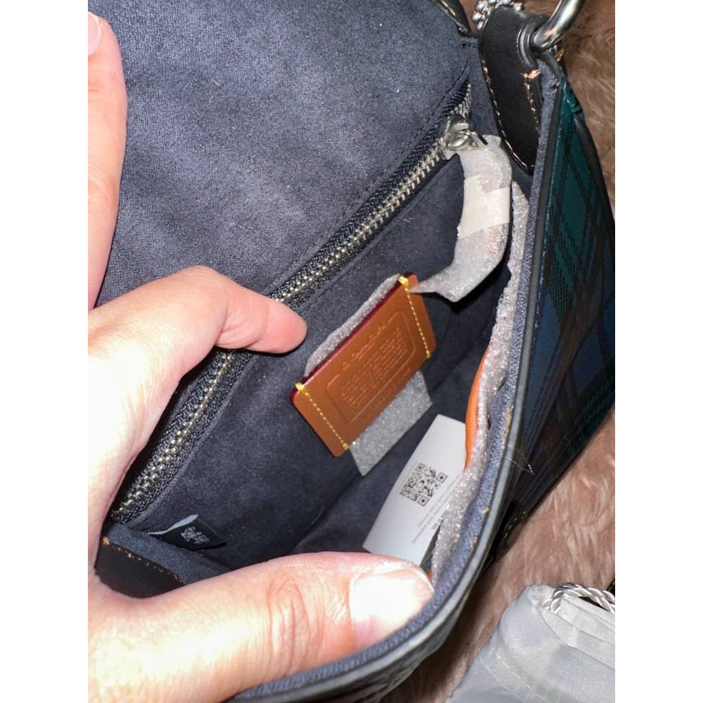 ORIG CCH Retail Frankie Crossbody 18 With Plaid Print Blue Small Men Bag