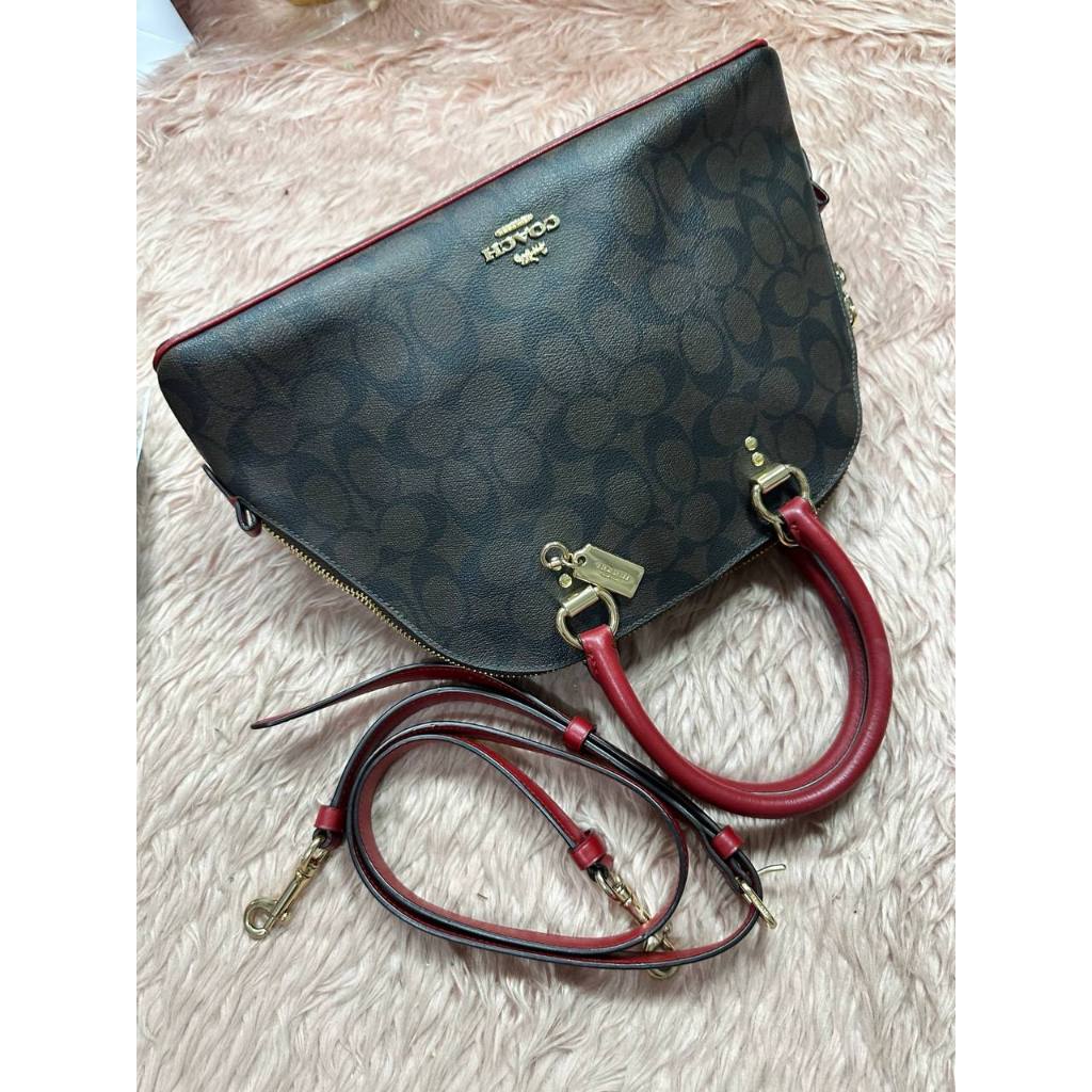 ORIG Preloved CCH Katy Satchel Signature Brown Red Bag
