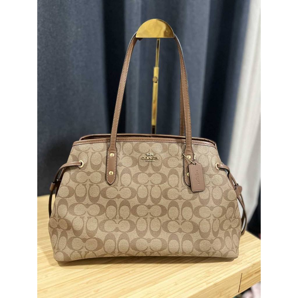 ORIG Preloved CCH Drawstring Carryall Large Tote Satchel Bag Khaki Brown
