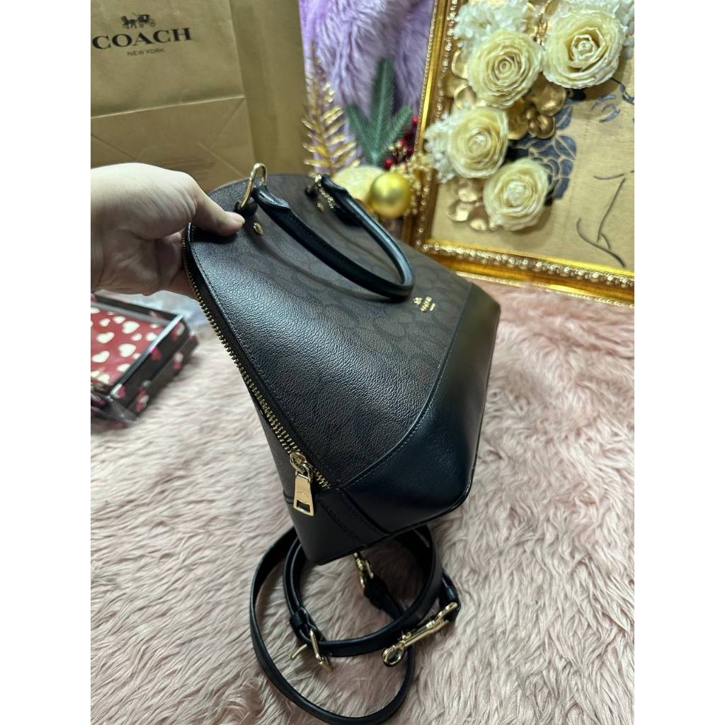 ORIG Preloved CCH Large Sierra Satchel Black Signature Brown Black