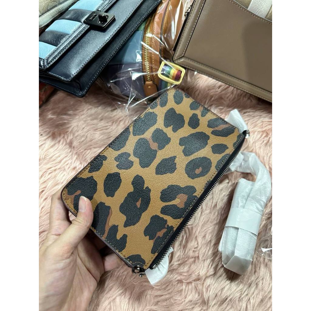 ORIG & IMPORTED CCH Poppy Crossbody Small Slim Bag With Card Case Leopard Print Brown