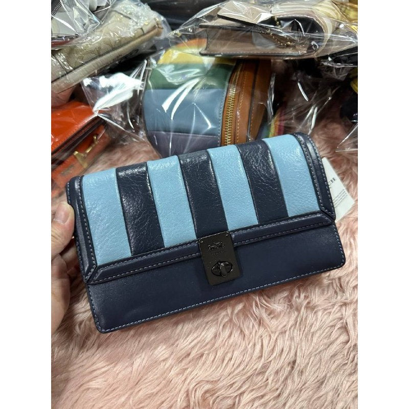 ORIG & IMPORTED CCH Hutton Clutch With Colorblock Quilting Chain Beige Black Bag