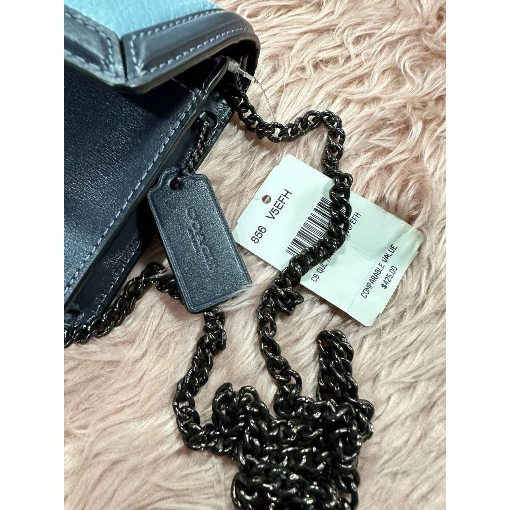 ORIG & IMPORTED CCH Hutton Clutch With Colorblock Quilting Chain Beige Black Bag