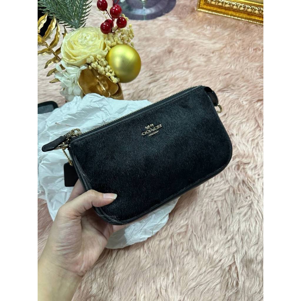 ORIG Preloved CCH RARE Nolita 19 Large Chain Wristlet Haircalf fur Black Small Bag