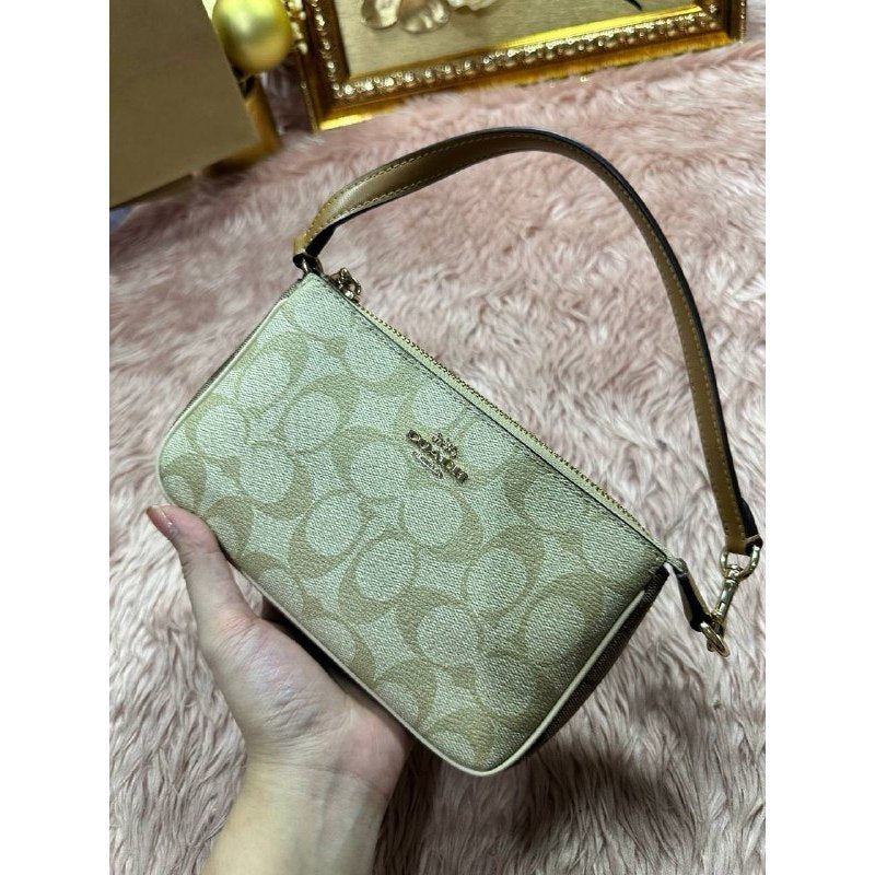 ORIG Preloved CCH Nolita 19 In Signature Canvas Small Khaki Saddle Bag