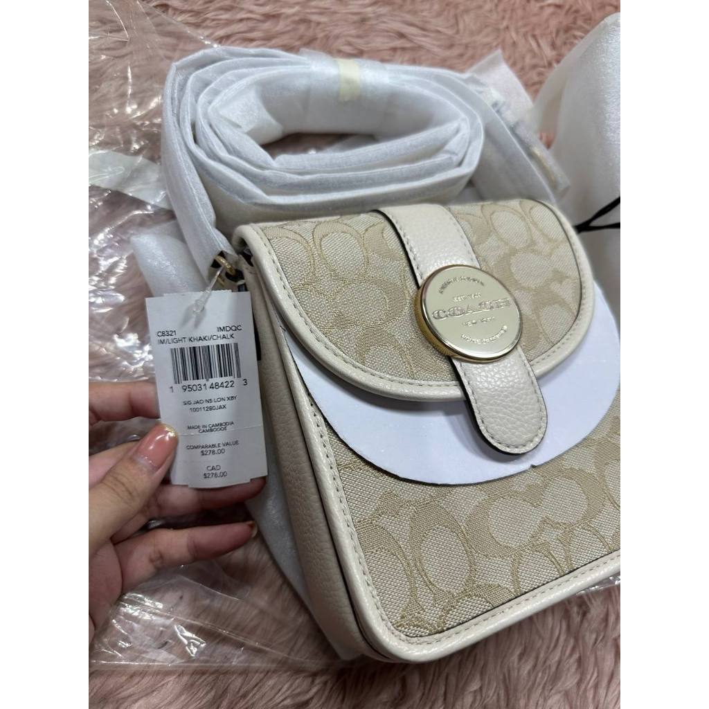 ORIG & IMPORTED CCH North/South Lonnie Phone Crossbody Small Bag In Signature Jacquard White