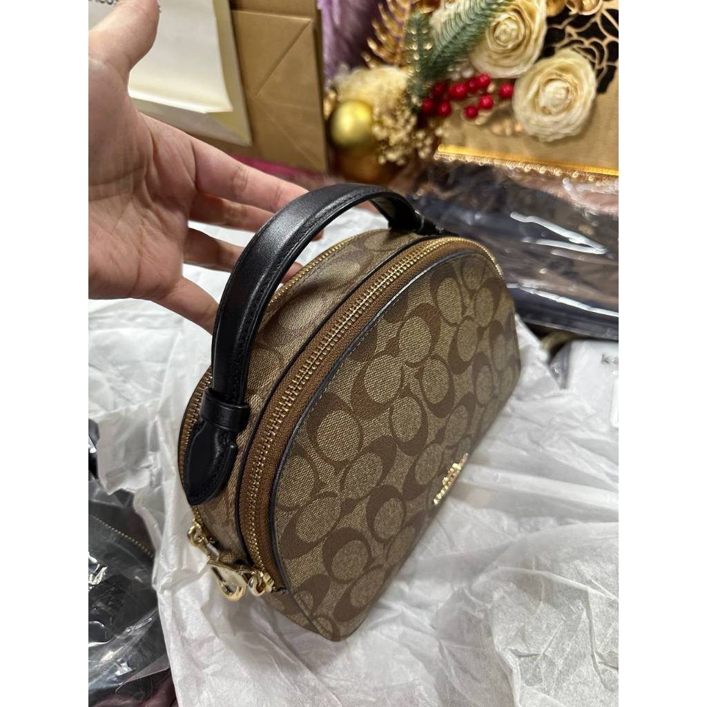 ORIG Preloved RARE CCH Serena Satchel In Signature Canvas Khaki Brown Small Bag