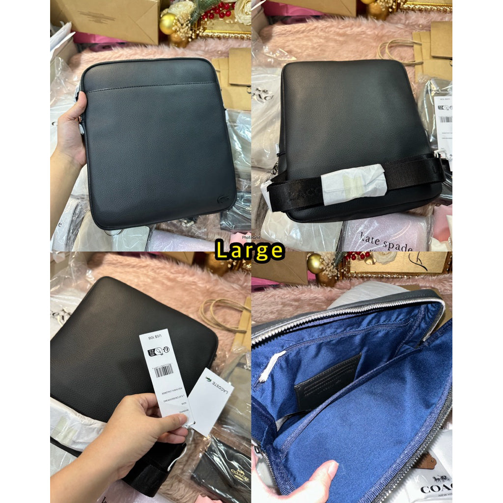 ORIG & IMPORTED LCT L Flat Crossover Men Leather Bag Black
