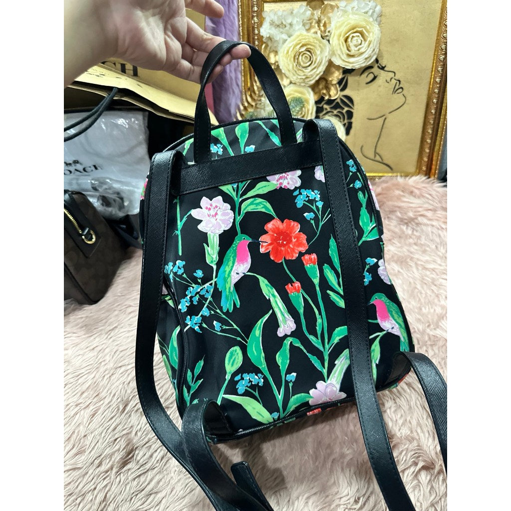 ORIG Preloved KS Wilson Road Botanical Small Bradley Nylon Floral Green Backpack