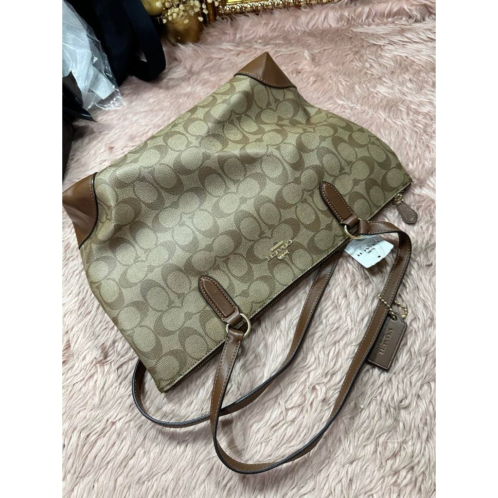 ORIG & IMPORTED CCH Zip Top Tote In Signature Canvas Khaki Brown Bag