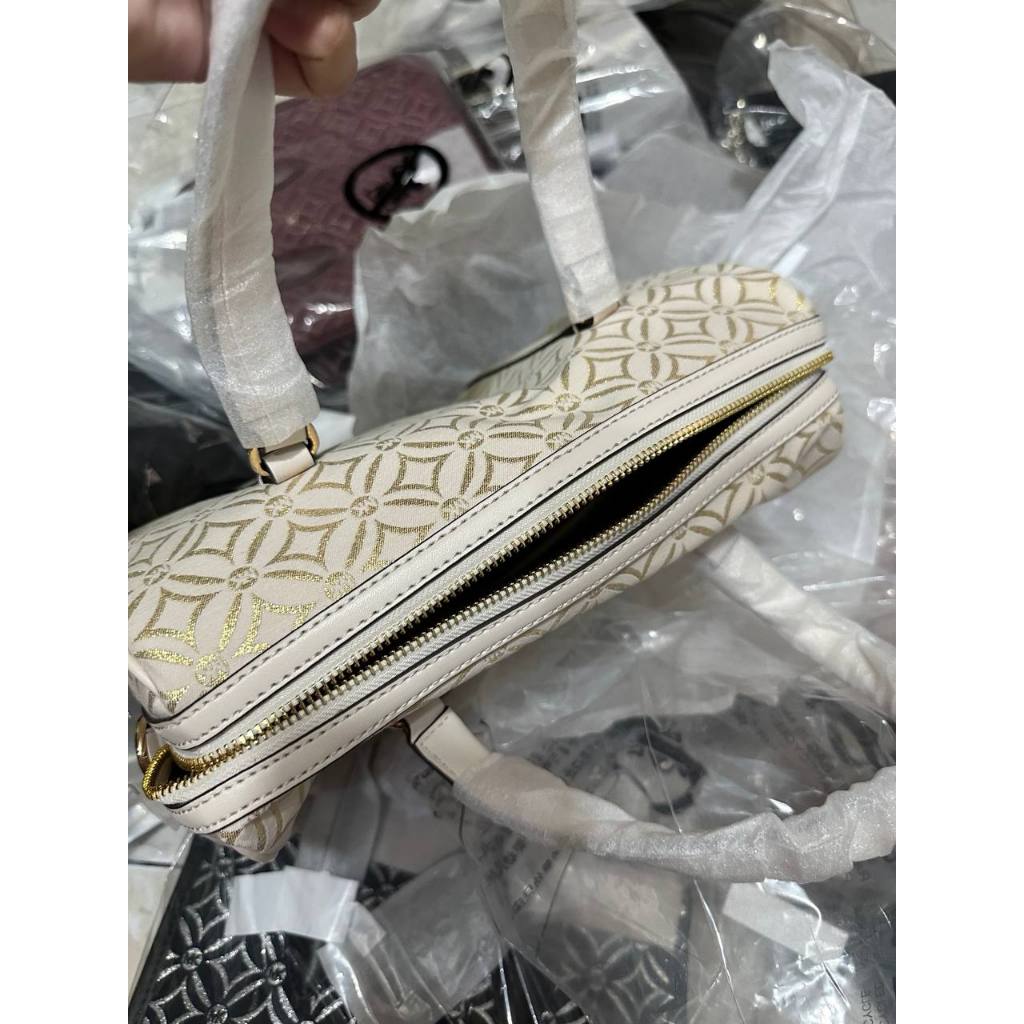 ORIG & IMPORTED MK Medium Duffle Satchel Bag Glitter Vanilla White