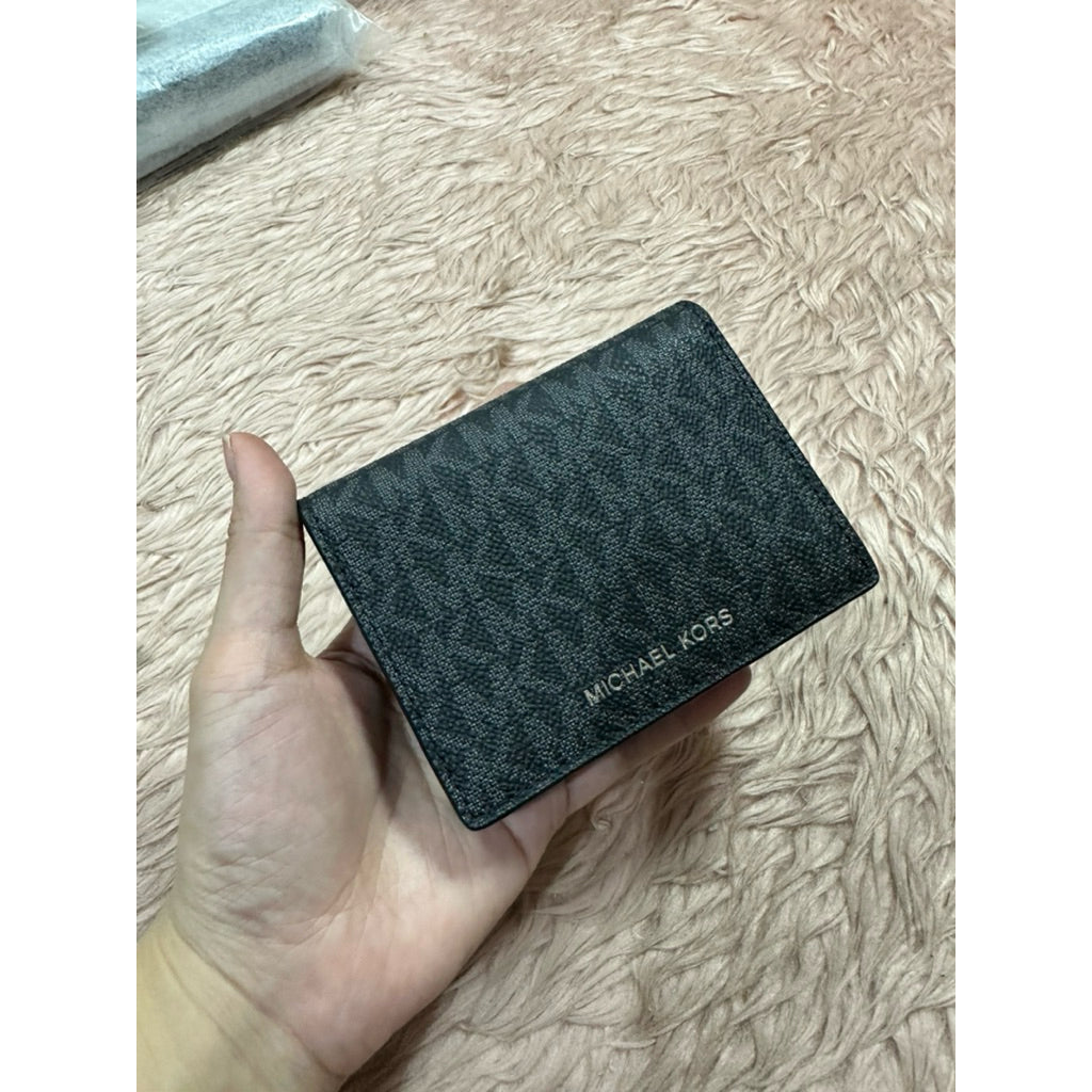ORIG & IMPORTED MK Cooper Signature Logo Print Flap Small Black Wallet