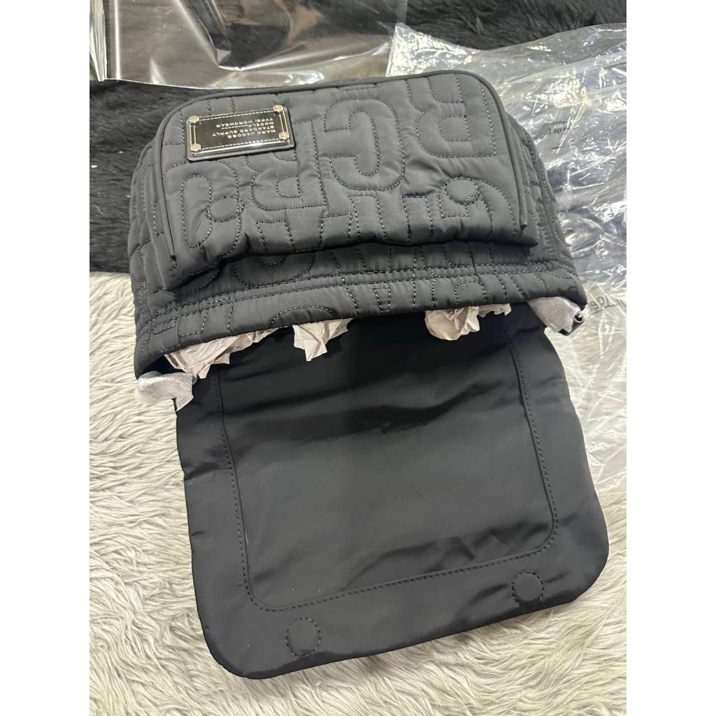 ORIG & IMPORTED MJ Nylon Jumbled Logo Messenger Black Bag