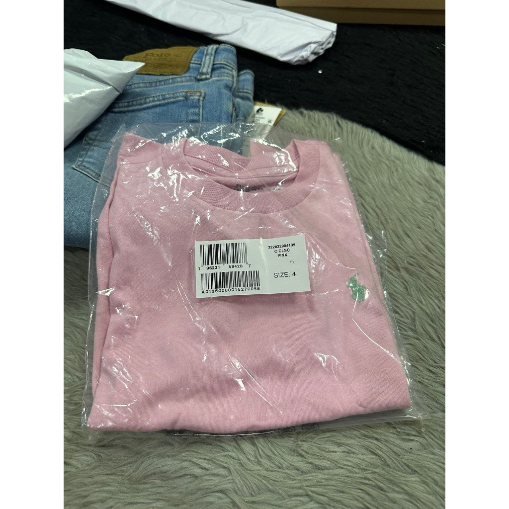 ORIG & IMPORTED Ralph RL Cotton Jersey Crewneck Tee in Garden Pink Kids