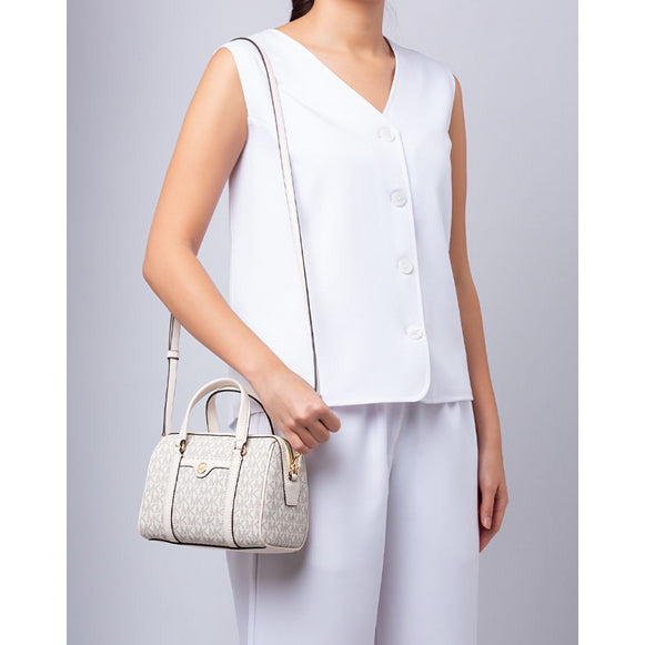 ORIG & IMPORTED MK Jet Set Travel Small Duffle Satchel Crossbody Bag in Vanilla White