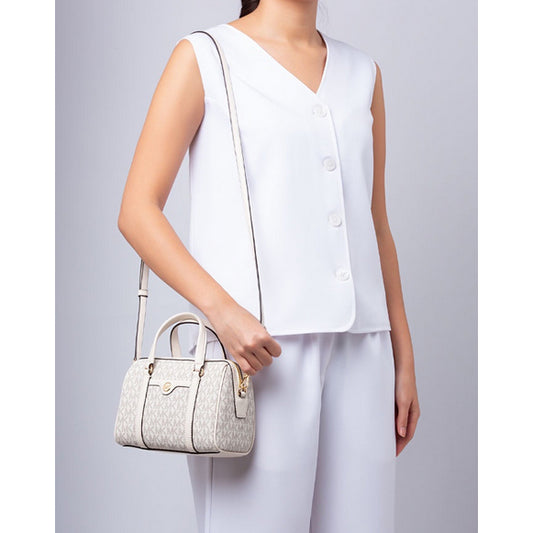 ORIG & IMPORTED MK Jet Set Travel Small Duffle Satchel Crossbody Bag in Vanilla White