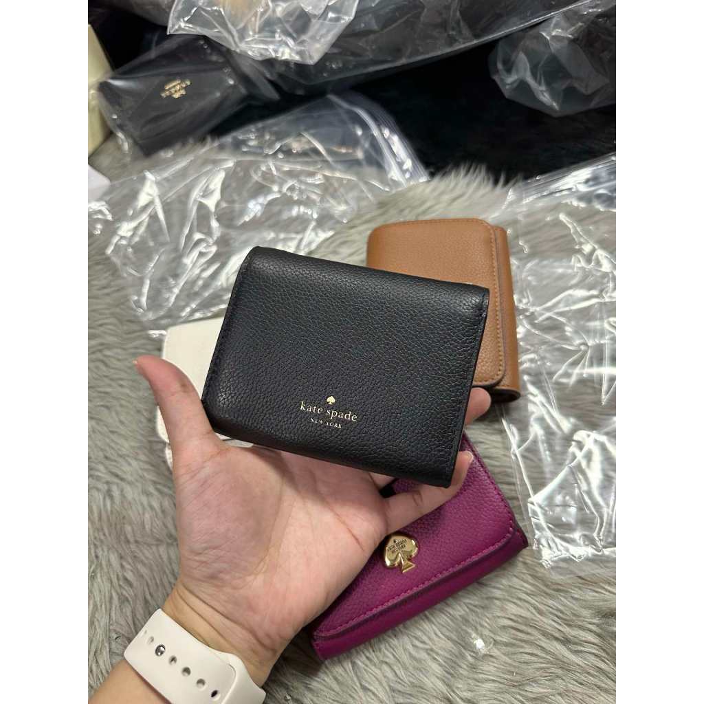 ORIG & IMPORTED KS Kayla Pebbled Leather Small L-Zip Wallet Brown White Black Pink