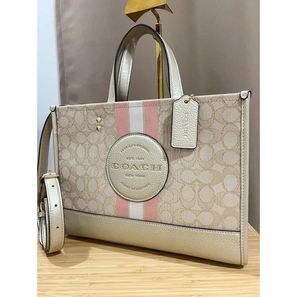 ORIG PRELOVED  CCH Dempsey Carryall Bag In Signature Jacquard Gold/Khaki