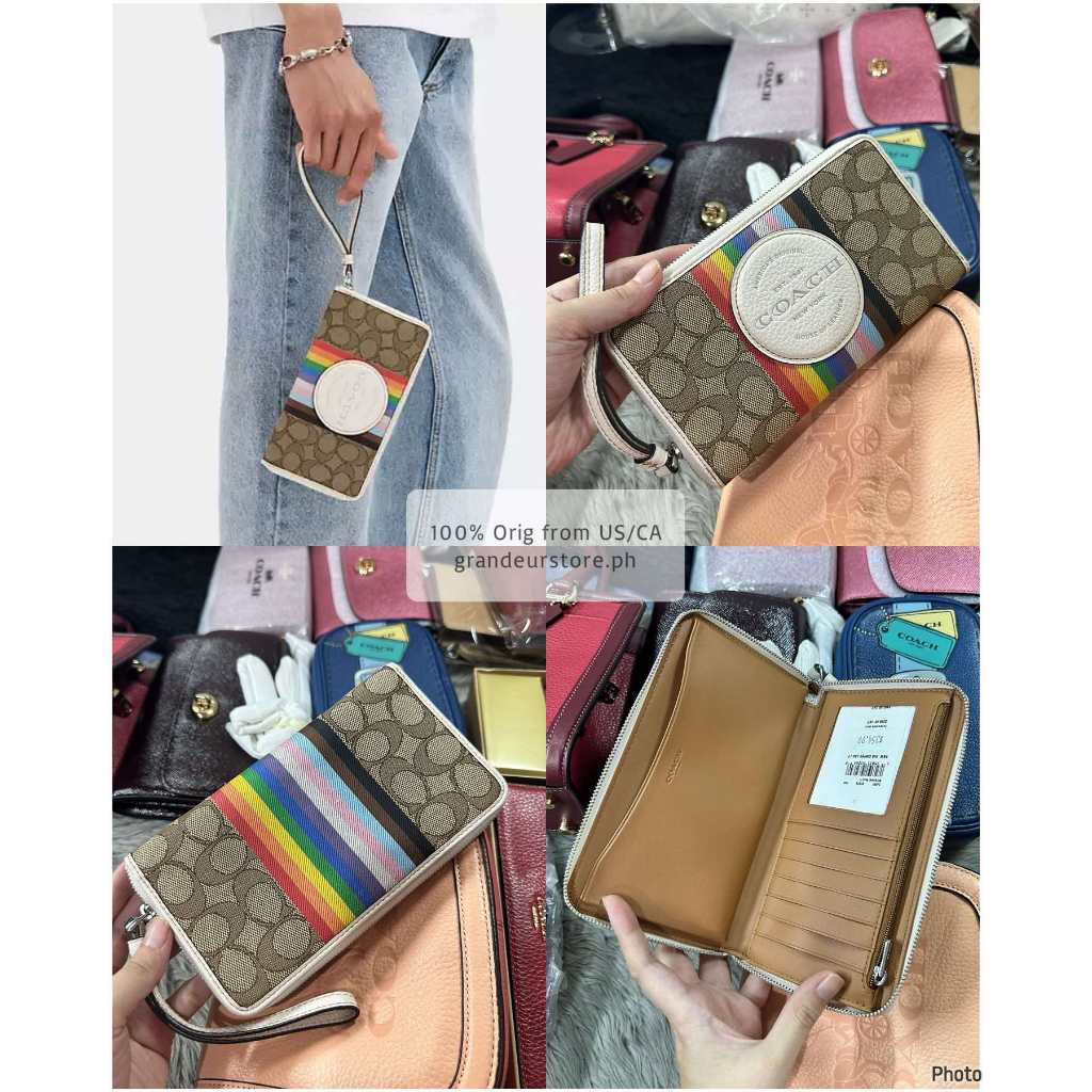 ORIG & IMPORTED CCH Dempsey Large Phone Long Wallet In Signature Brown/Khaki/Black Jacquard