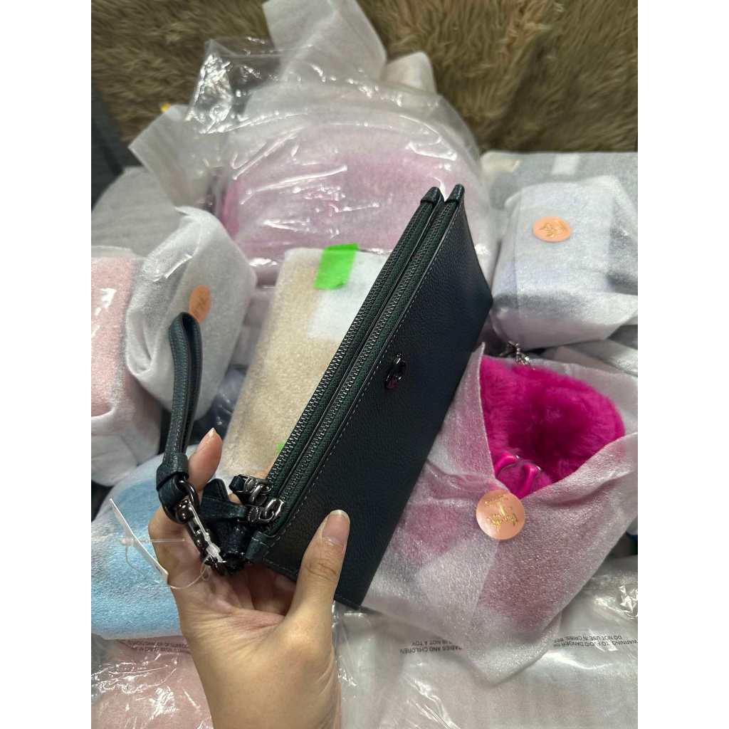 ORIG & IMPORTED CCH RARE Retail Double Zip Long Phone Wallet Phone Wristlet Forest Green