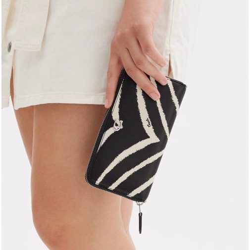ORIG Preloved CCH Accordion Zip Long Wallet With Zebra Print