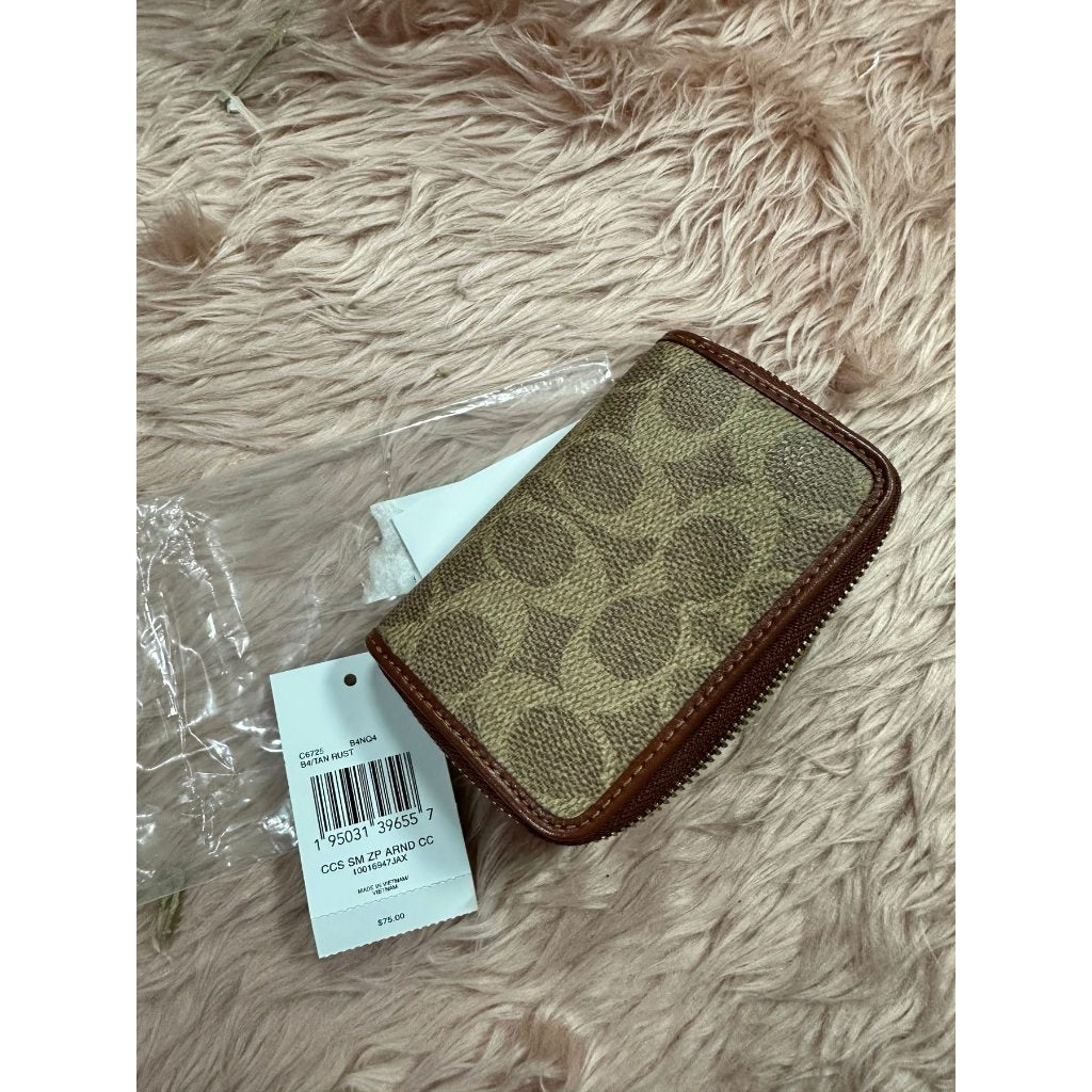 ORIG & IMPORTED CCH Retail Small Zip Around Card Case Wallet Brown/Tan