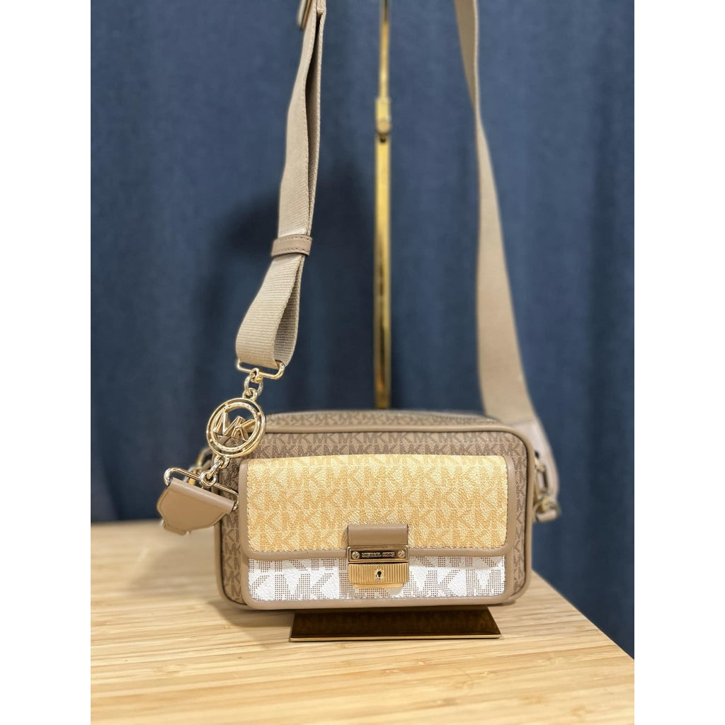 ORIG Preloved MK Bradshaw Medium Logo Camera Bag Brown