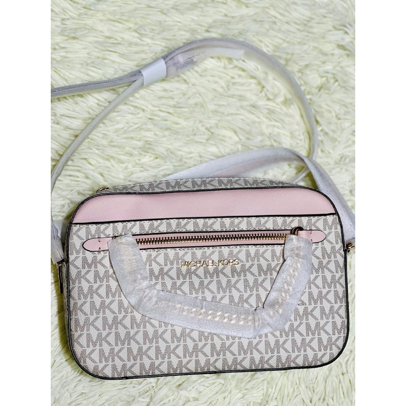ORIG & IMPORTED MK JET SET LARGE LOGO CROSSBODY CHAIN BAG BROWN BLACK VANILLA