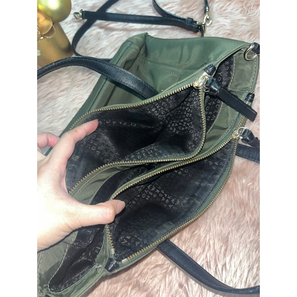 ORIG Preloved KS Dawn Medium Satchel Nylon Bag Olive Green