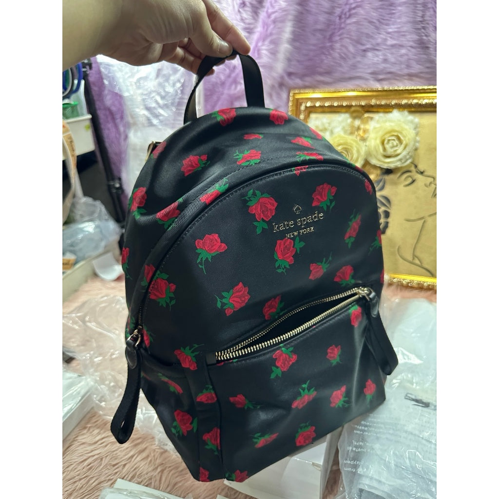 ORIG & IMPORTED KS Chelsea Medium Black Nylon Backpack Rose Toss