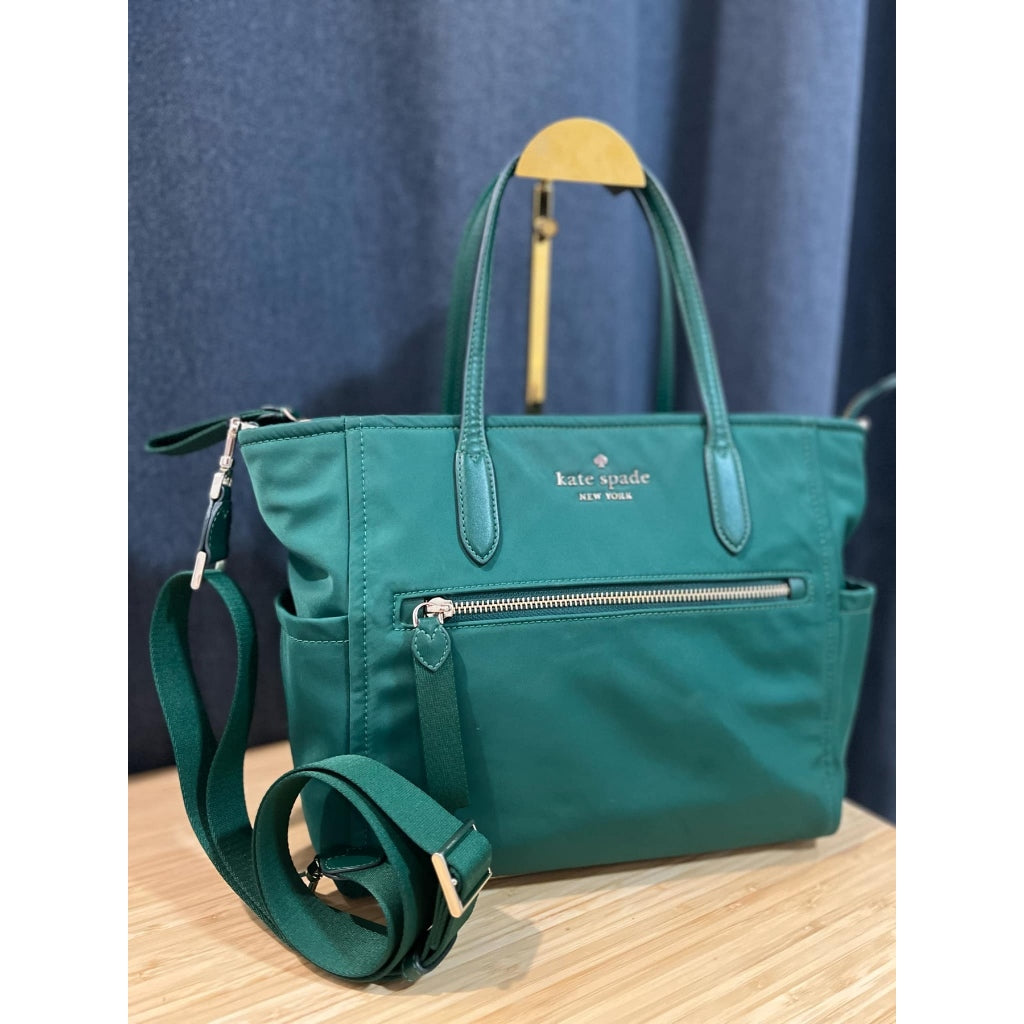 ORIG Preloved KS Chelsea Medium Satchel Nylon Bag Deep Jade Green