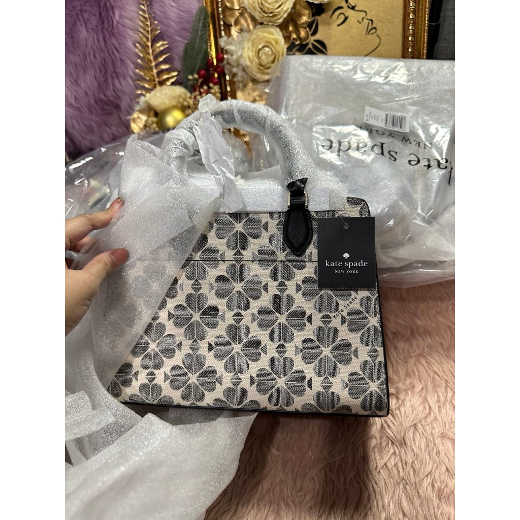 ORIG & IMPORTED KS Signature Spade Flower Small Satchel Bag Black
