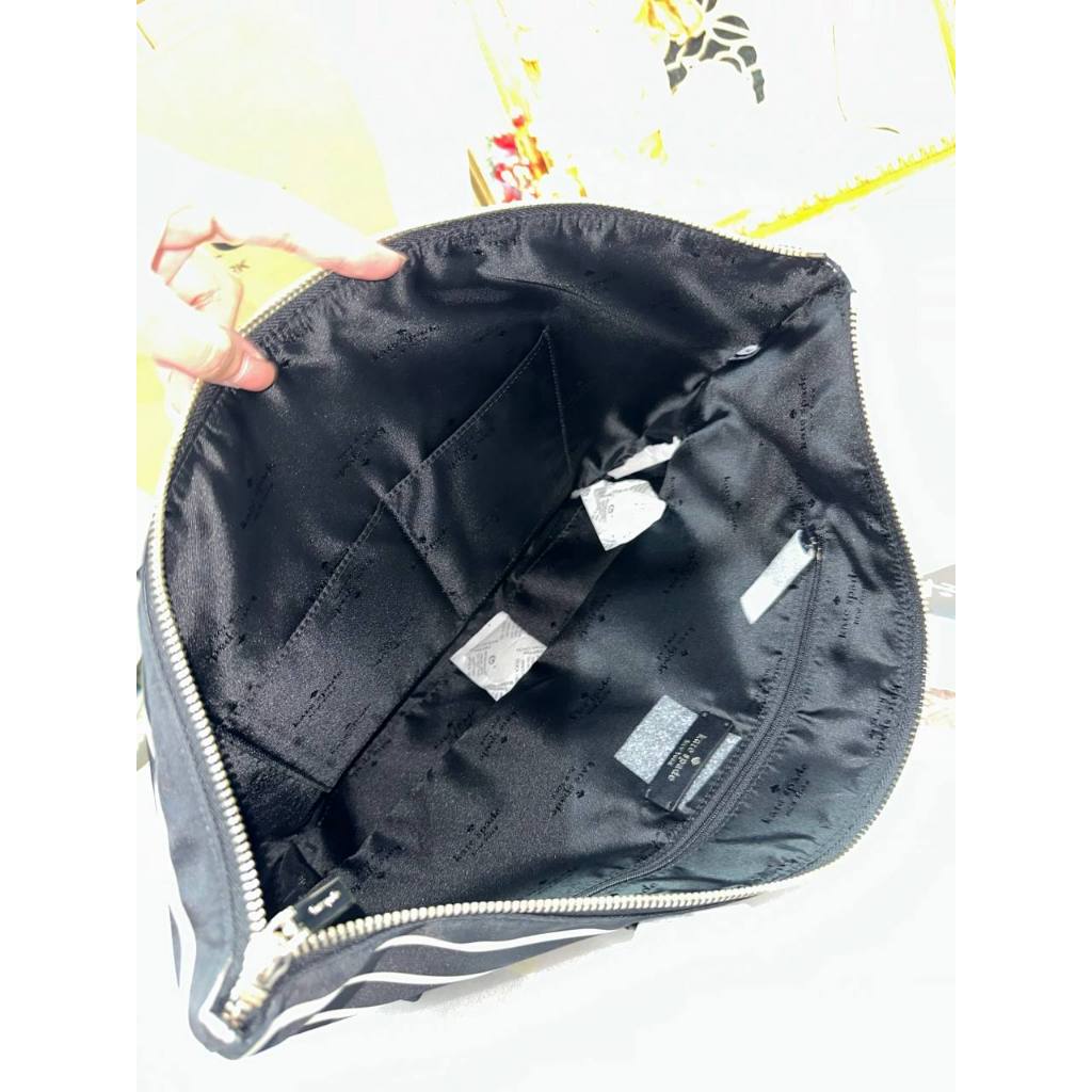ORIG & IMPORTED KS Kitt Large Tote Nylon Bag Black & White Stripes