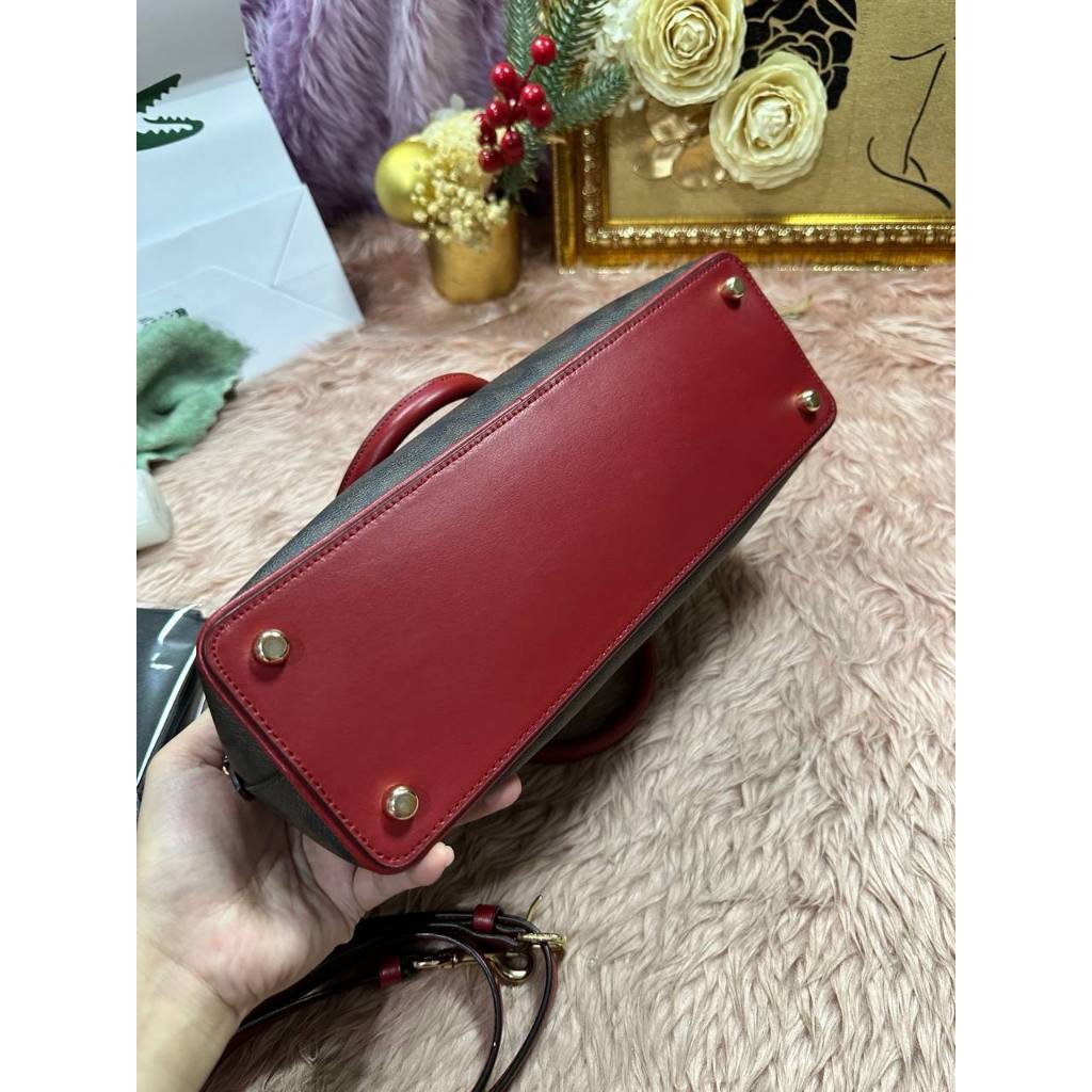 ORIG Preloved CCH Katy Satchel Signature Brown Red Bag