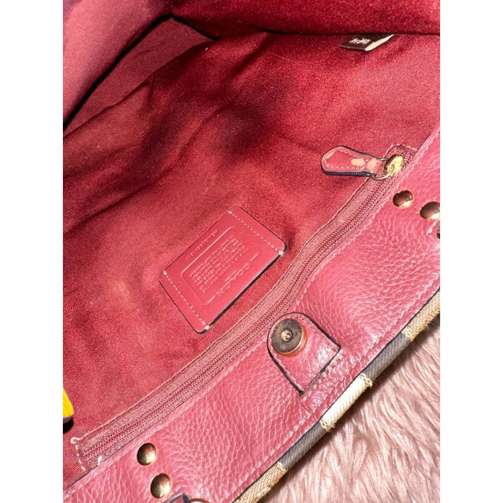 ORIG Preloved CCH Dempsey Tote Bag In Signature Jacquard Brown/Orange