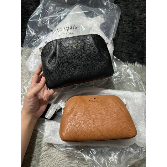 ORIG & IMPORTED KS Dumpling Convertible Small Crossbody Wristlet Bag Black Brown