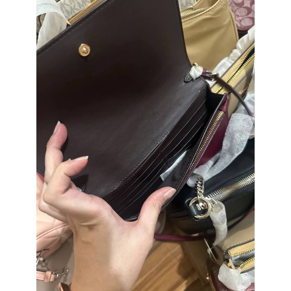 ORIG & IMPORTED CCH Anna Foldover Clutch Bag With Bells Print in Maroon Cherry