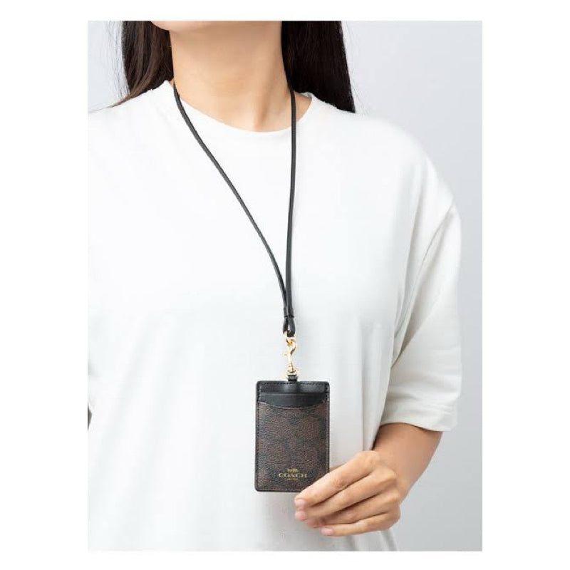 ORIG CCH ID LANYARD CARD HOLDER IN SIGNATURE CANVAS BROWN WALLET