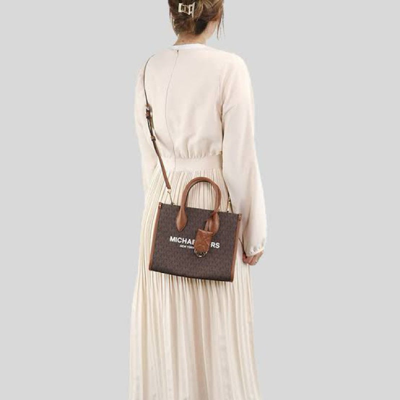 ORIG & IMPORTED MK Mirella Small Logo Crossbody Bag Brown White vanilla