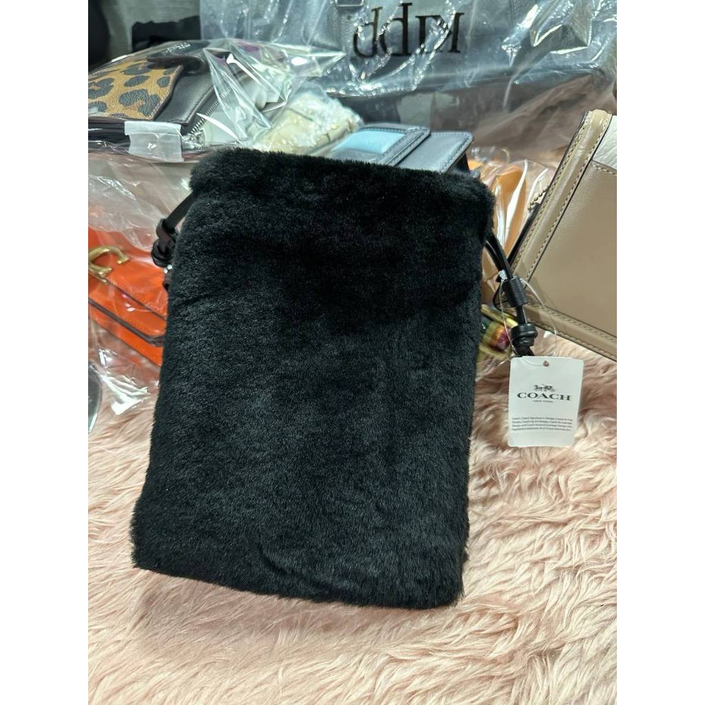 ORIG & IMPORTED CCH Drawstring Pouch In Shearling Fur Black Small Chain Bag