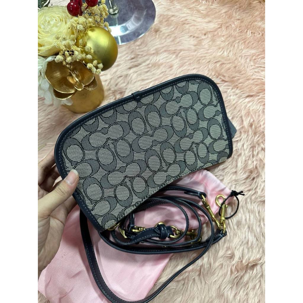 ORIG Preloved CCH Retail Swinger Blue Shoulder Bag In Signature Jacquard
