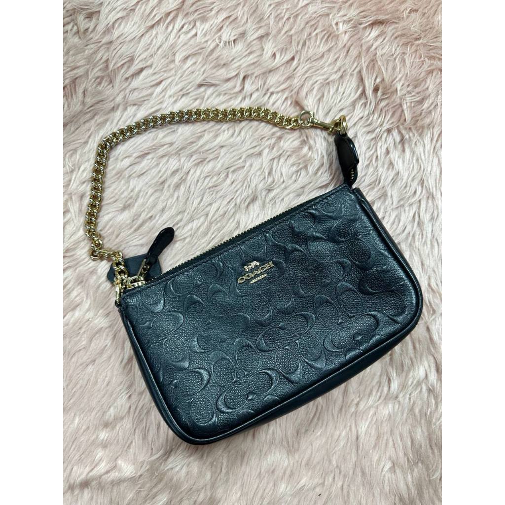 ORIG Preloved CCH Nolita 10 Large Chain Wristlet Signature Leather Black Small Bag