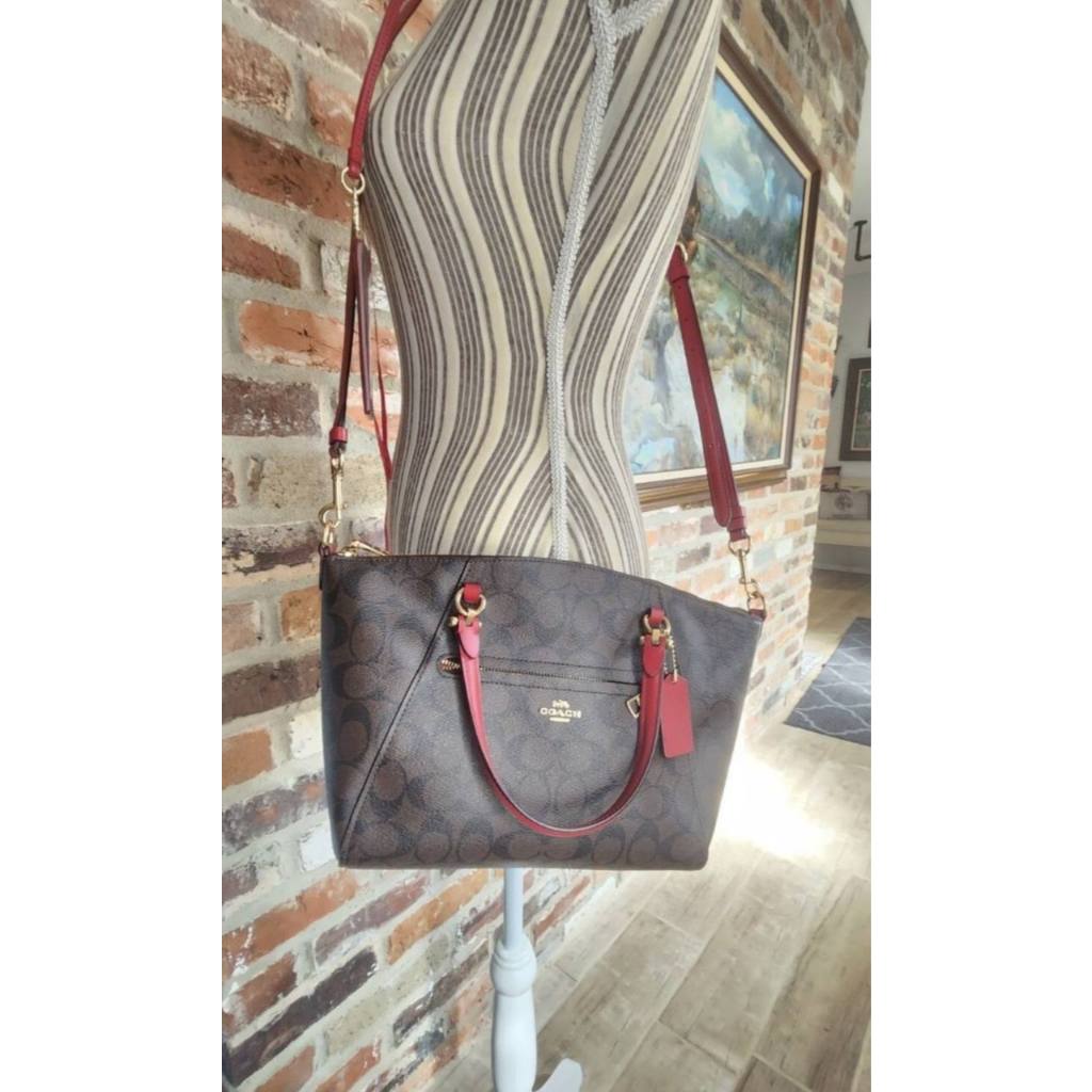 ORIG Preloved CCH Prairie Satchel In Signature Canvas Brown/Red Bag